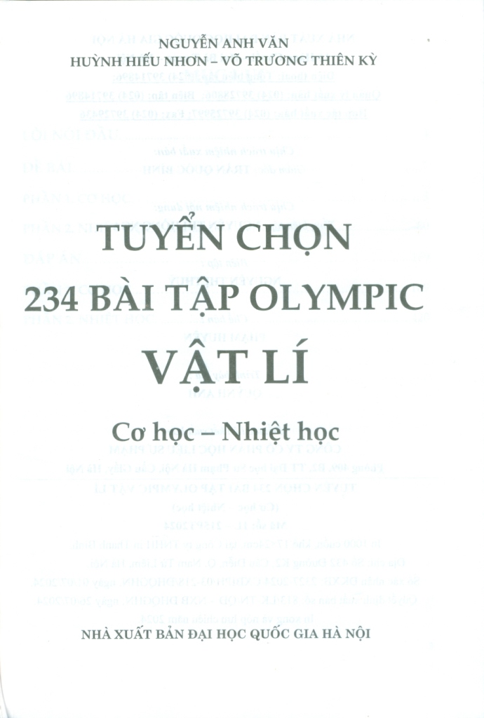 TUYỂN CHỌN 234 BÀI TẬP OLYMPIC VẬT LÍ: CƠ HỌC - NHIỆT HỌC